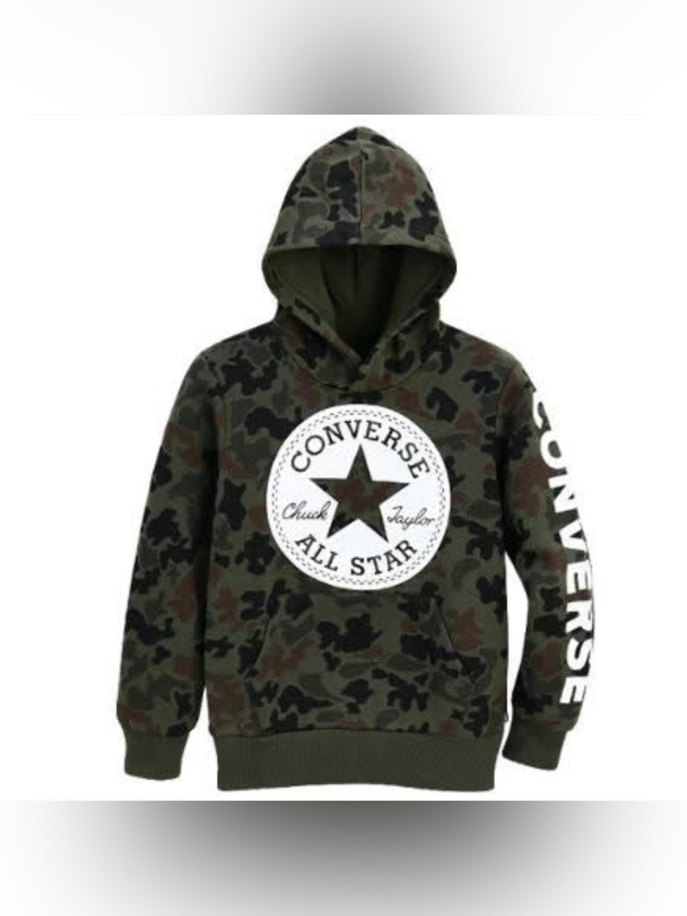 NWT Converse Green Camo Army Hoodie Youth Sz L 12-13 Sports Outdoors School Gorp